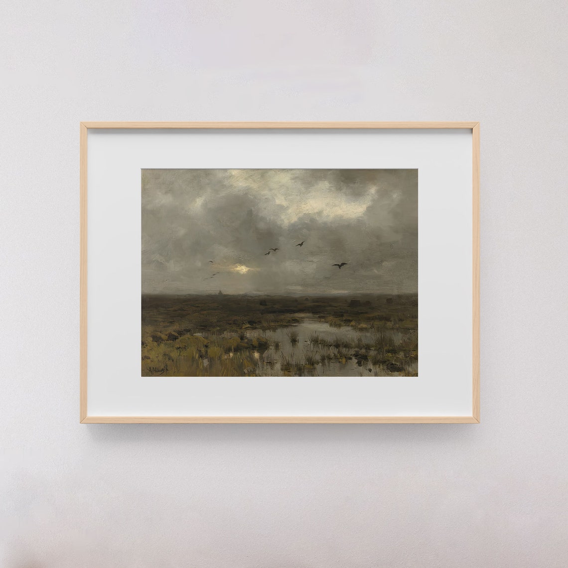 Oil Painting Marsh Landscape Wall Art Vintage Wall Art Countryside Garden Farmhouse Cottagecore Nature Scene Anton Mauve - Image 2