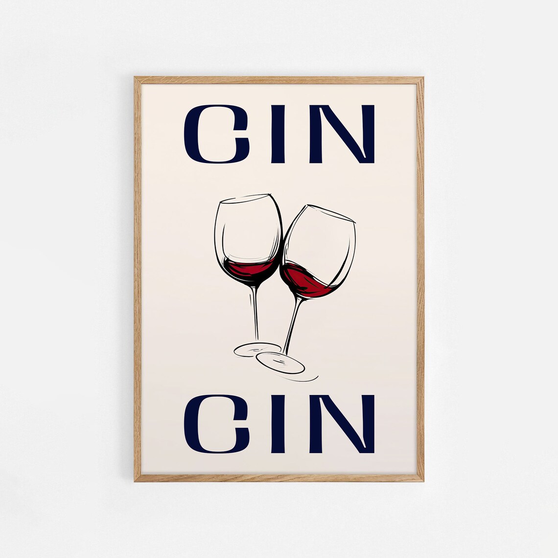Cin Print Retro Wine Bar Cart Art Cocktail Poster Drink Vintage Cheers