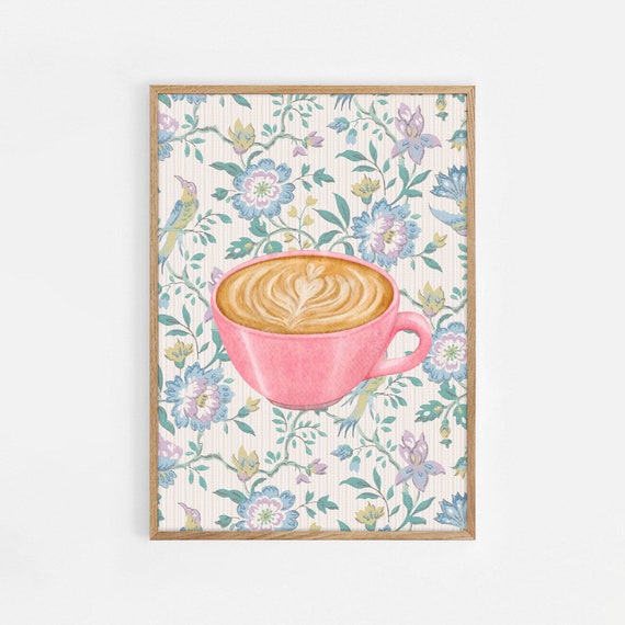 Coffee With Grandma Print Wall Art Trendy Decor Abstract Vintage Painting Cottagecore Decor Wall Art