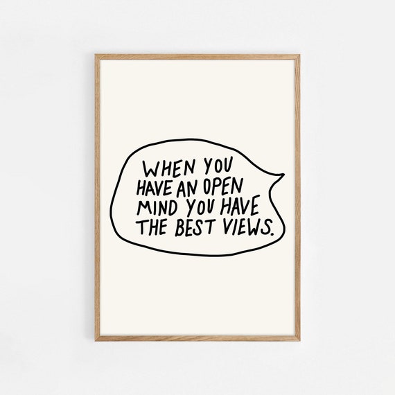 Open Mind Print Motivational Quote Maximalist Inspirational Motivational Typography Dorm Room Art Inspirational Art Quote