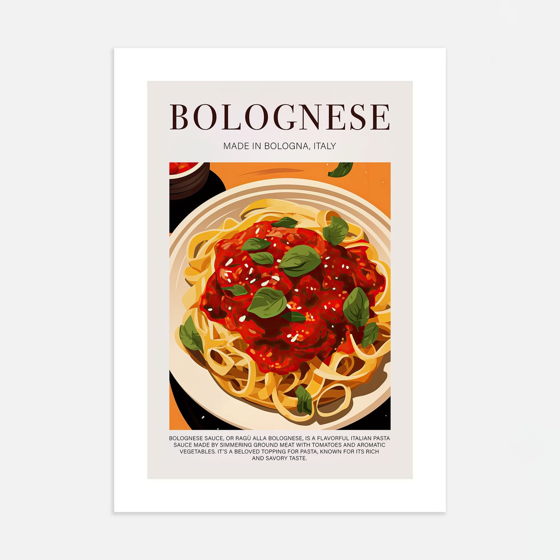 Bolognese Pasta Made in Bologna Italy Retro Kitchen Food Poster - Image 4