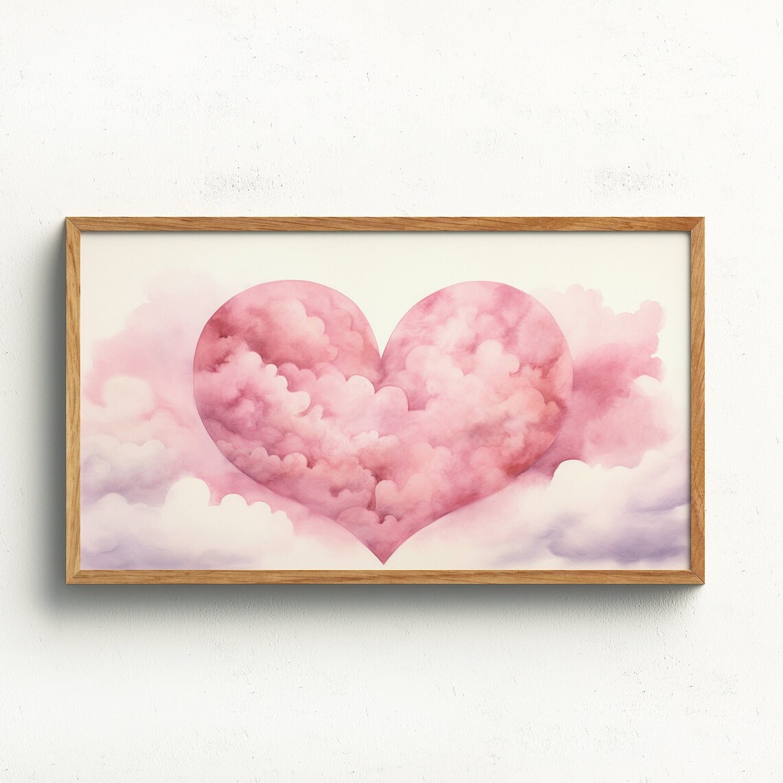Pink Heart Shaped Cloud Dreamy Valentine Sky Wall Art Poster
