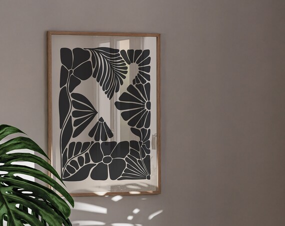 Letter X Botanical Monogram Black Floral Initial Name Poster