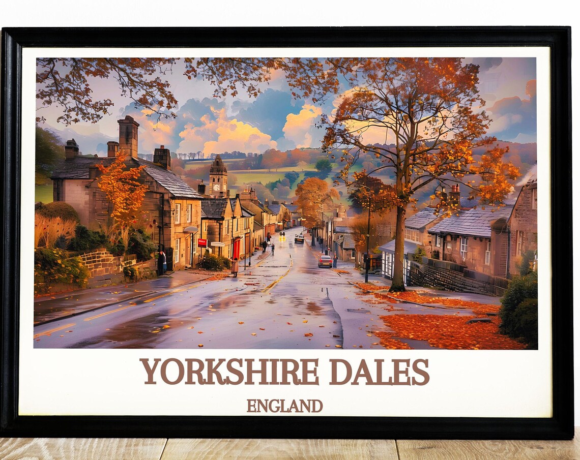 Yorkshire Dales Travel Poster, England Landscape