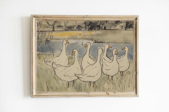Vintage Duck Nursery Art Print, Child's Room Decor