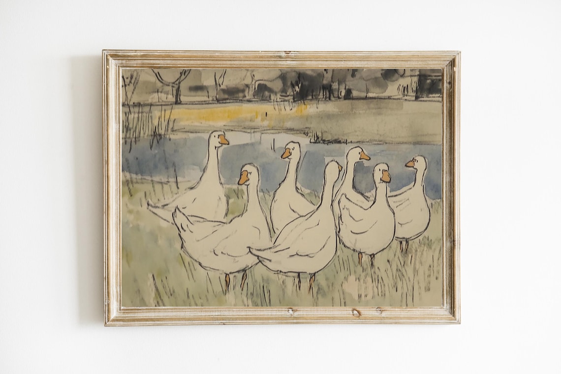 Vintage Duck Nursery Art Print, Child's Room Decor