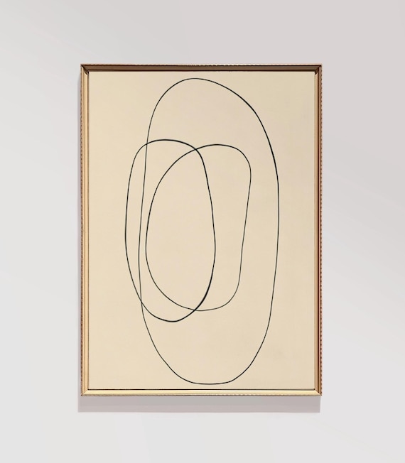Modern Doodle Abstract Scribble Fine Line Print One Art Office Decor Minimalist Neutral E536