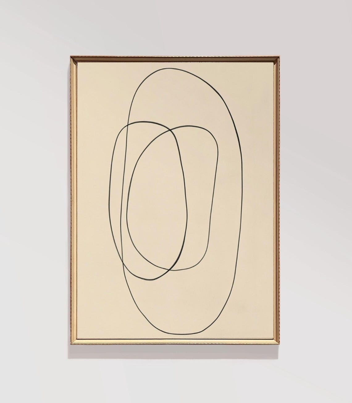 Minimalist Overlapping Loop Lines Abstract Beige Modern Wall Art