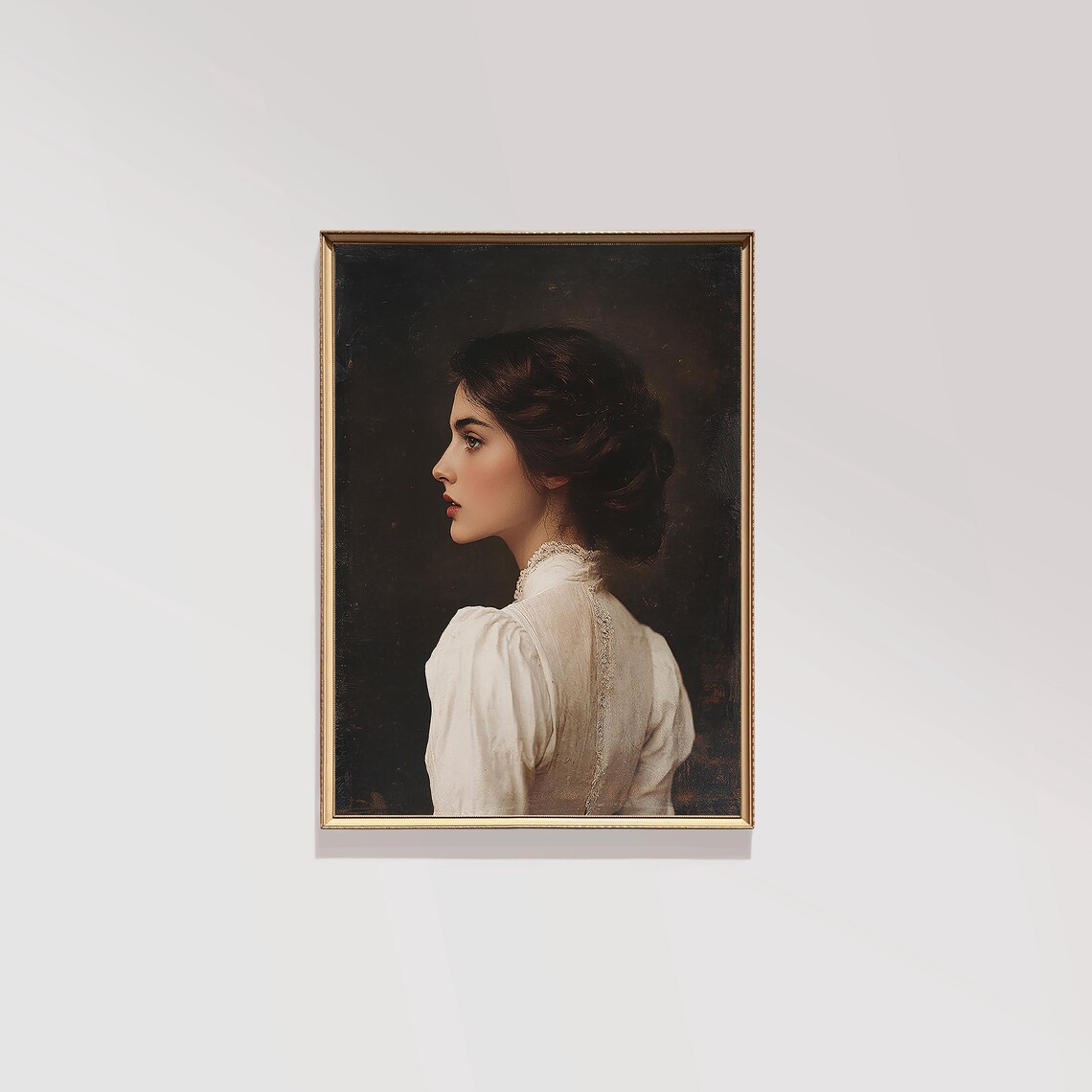 Vintage Classic Moody Oil Painting Of A Woman In Profile Poster