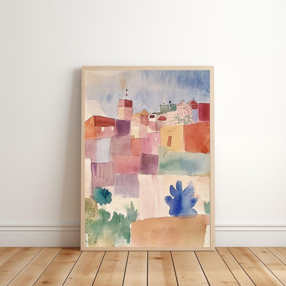 Colorful Abstract Watercolor Village Blocks Modern Boho Art Poster