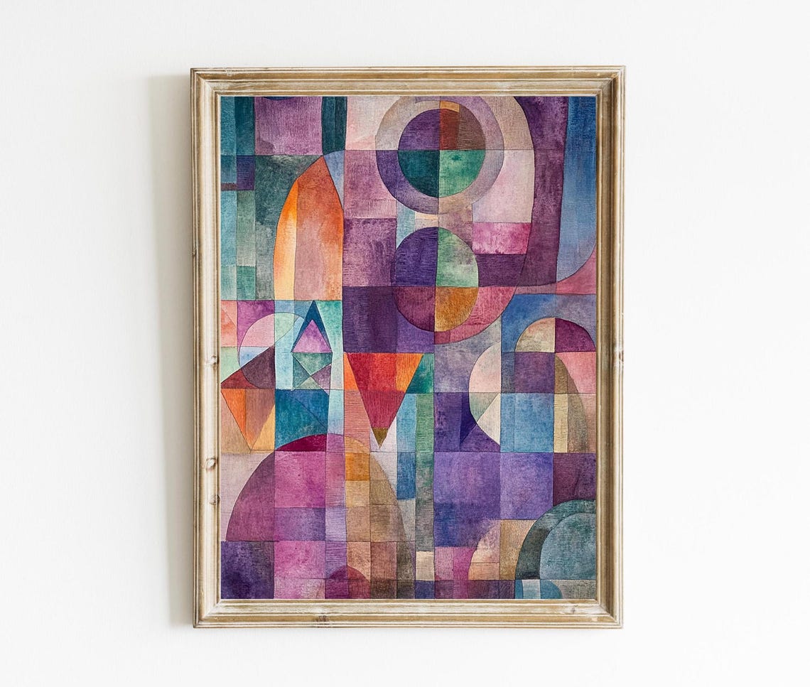 Abstract Geometric Watercolor Mosaic Pastel Circles Patchwork Poster