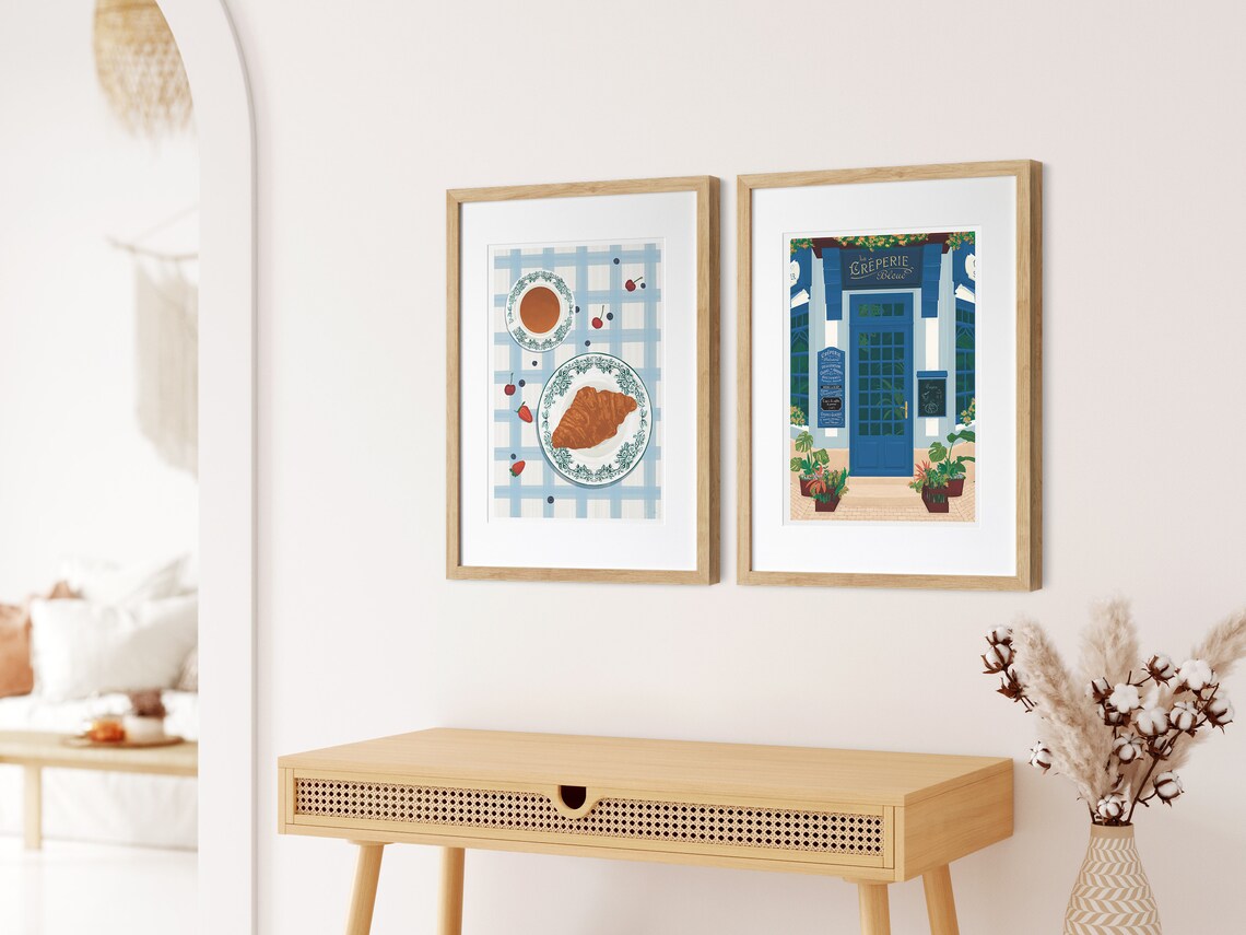Blue Creperie In Paris, Parisian Cafe Art Print - Image 2