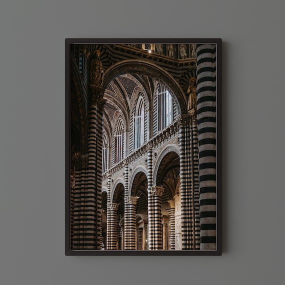 Siena Cathedral Italy Travel Poster, Striped Decor