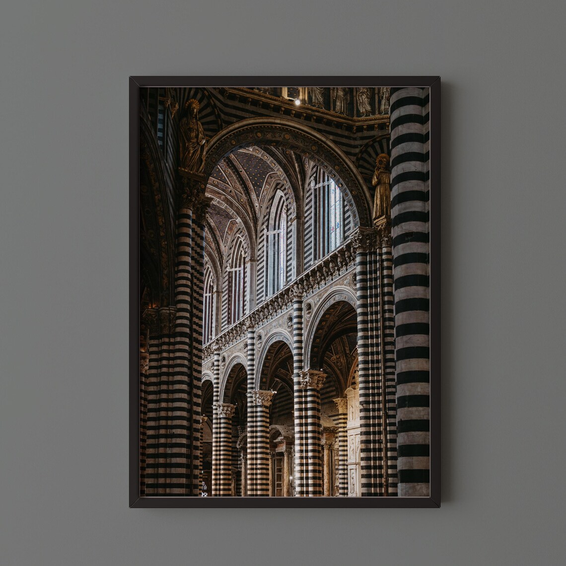 Siena Cathedral Italy Travel Poster, Striped Decor