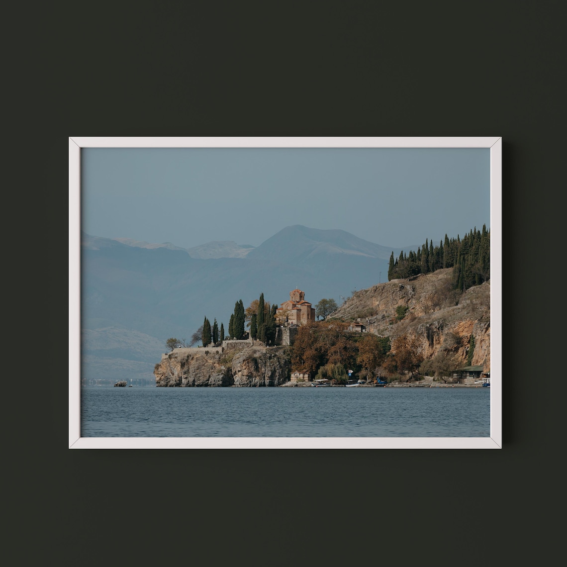 Cliffside Church on Lake Ohrid North Macedonia Travel Photography Wall Art