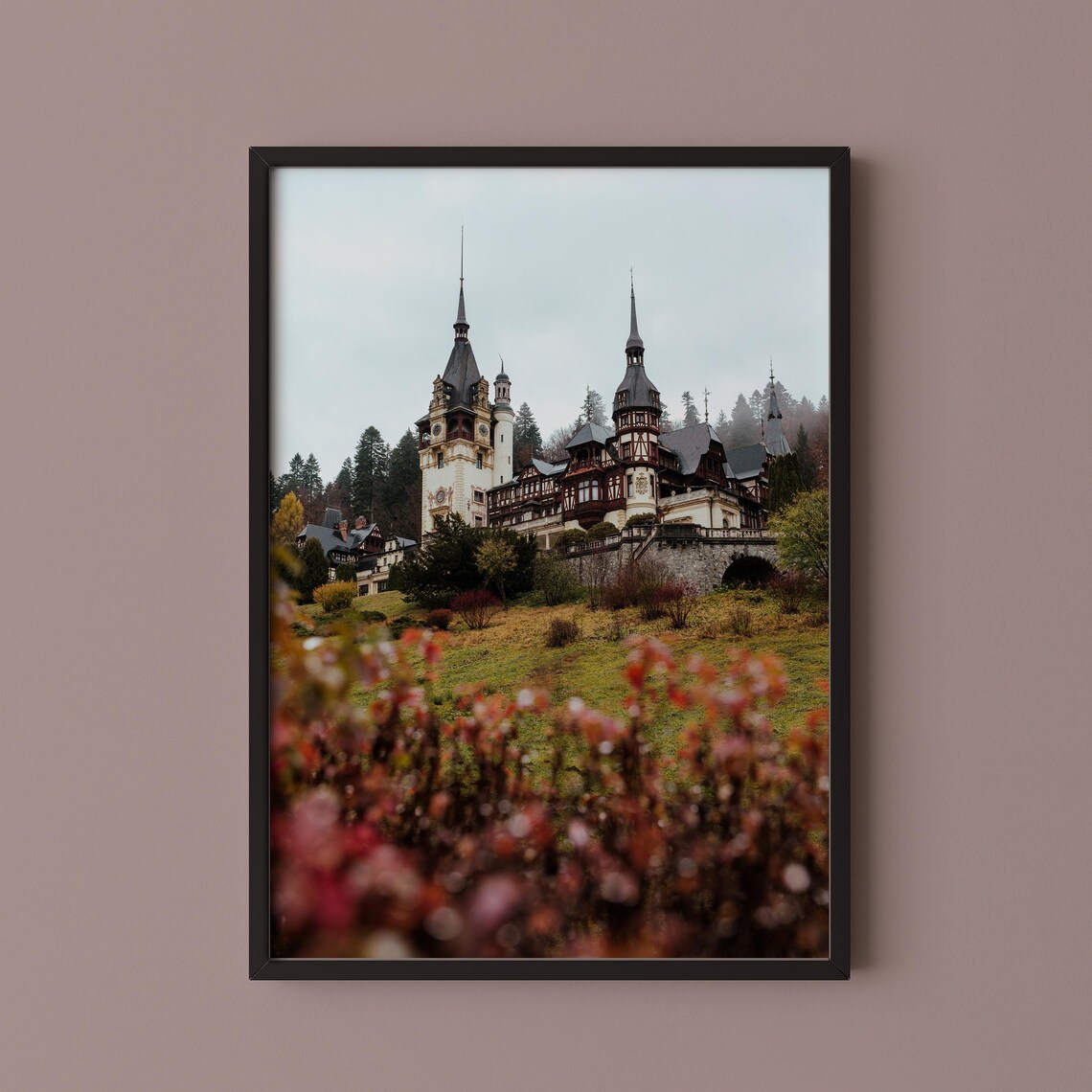 Peles Castle Romania Transylvania Fairytale Palace Autumn Photo Poster