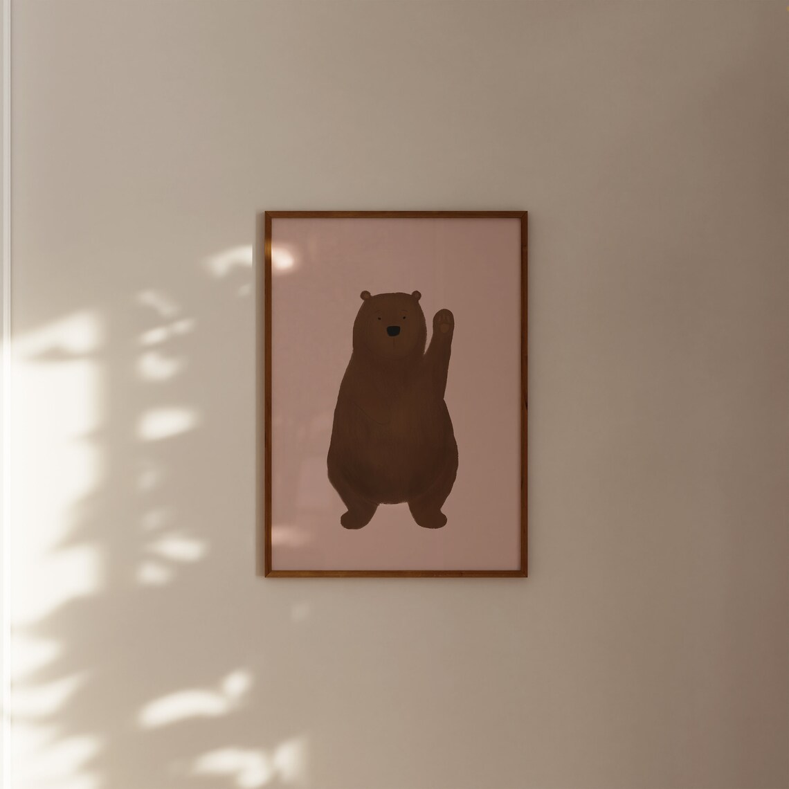 Pale Pink Nursery Bear Art Print, Woodland Decor - Image 2