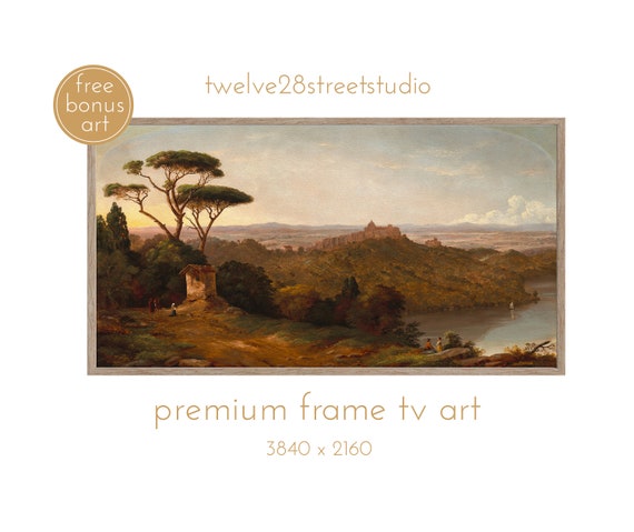 Frame Tv Art Vintage Landscape Antique Art Castle Gondolfo By Christopher Pearse Cranch Vintage Artwork Instant Tv Art