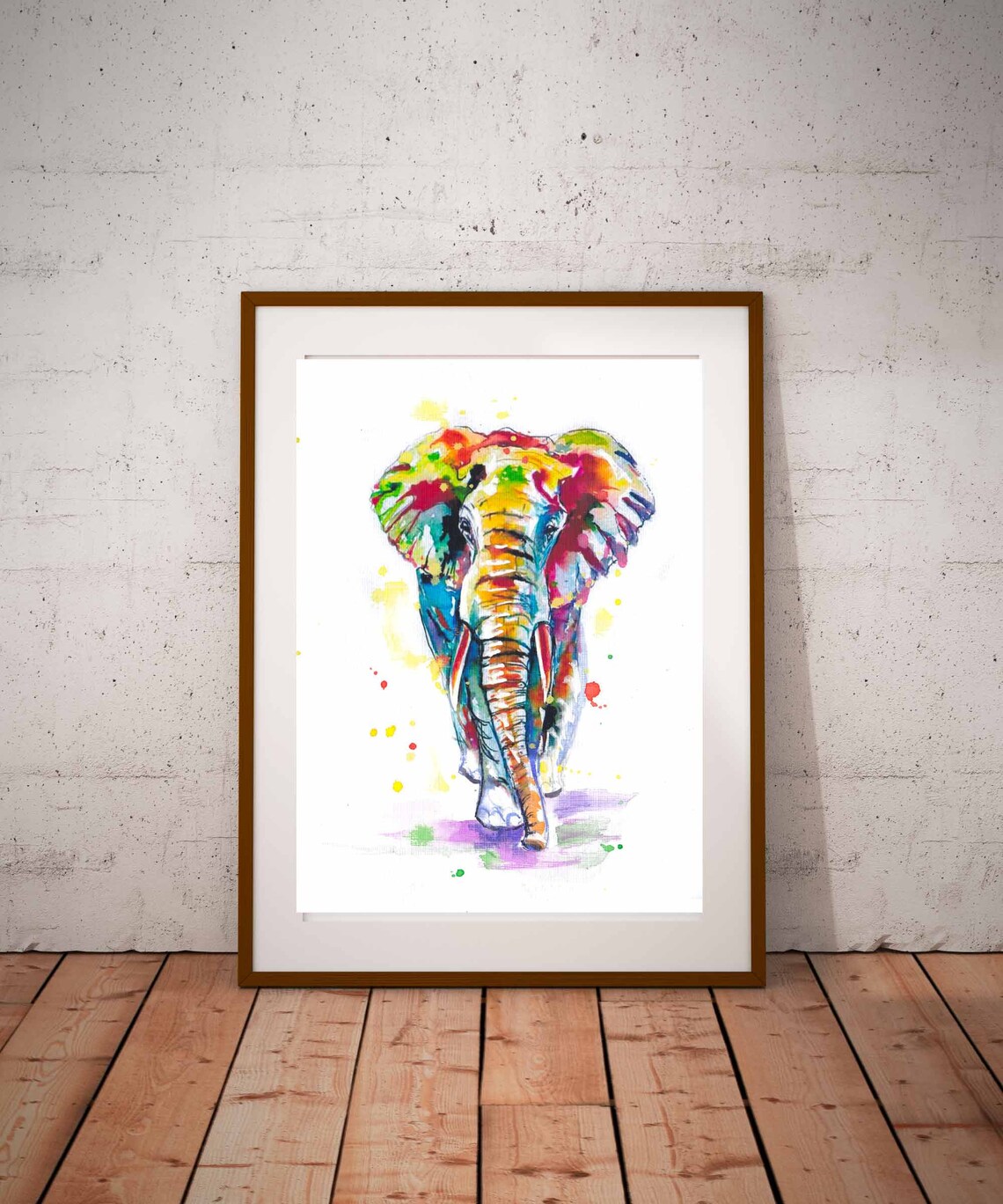 Elephant Watercolor Animal Art Print, Room Decor