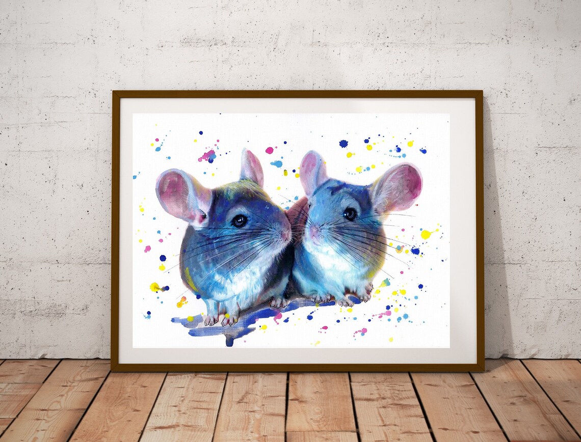 Chinchilla Animal Watercolor Art Print, Nursery Decor