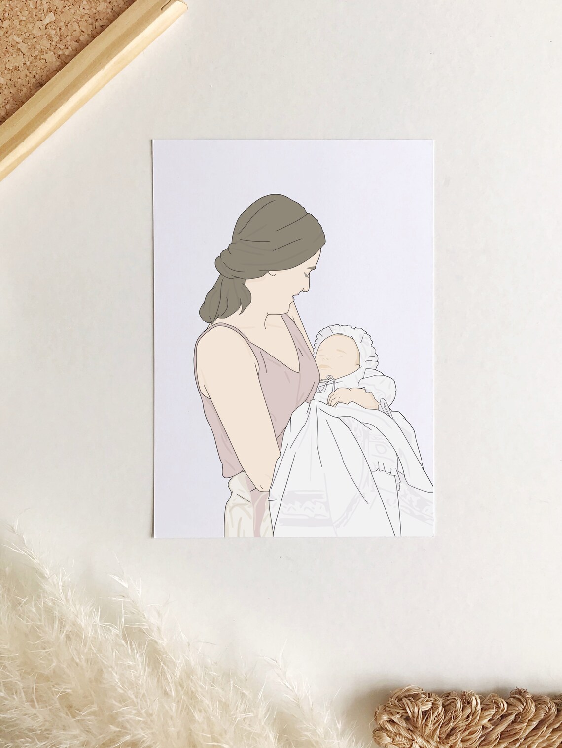 Warm Family Dinner Table Gathering Custom Portrait Illustration Poster - Image 3