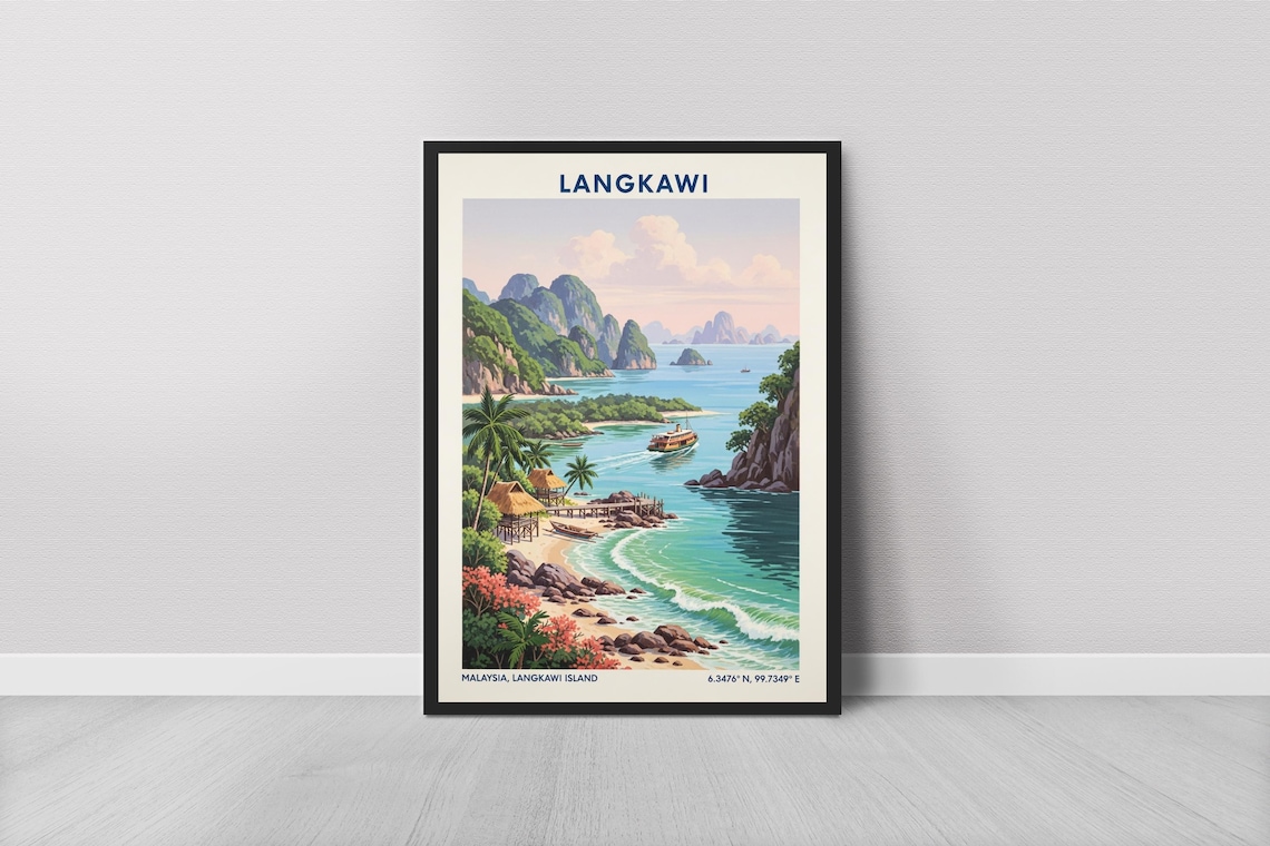 Langkawi Tropical Island Coastal Travel Poster