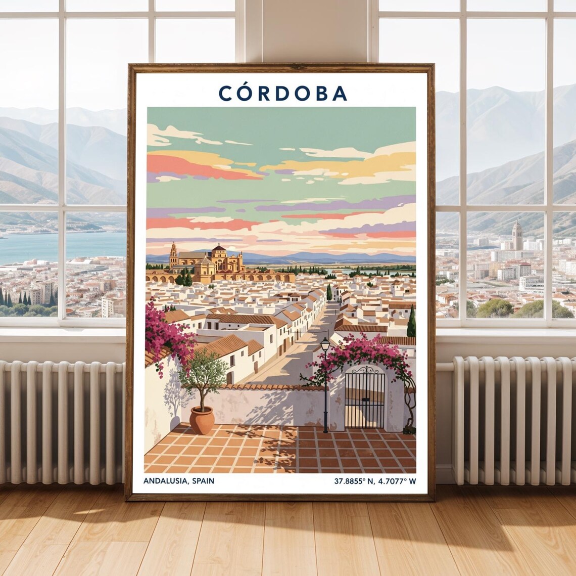 Cordoba Andalusia Spain White Village Terrace Sunset Travel Poster