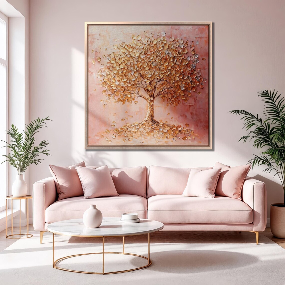Tree Of Life Art Print, Autumn Foliage in Pink and Gold