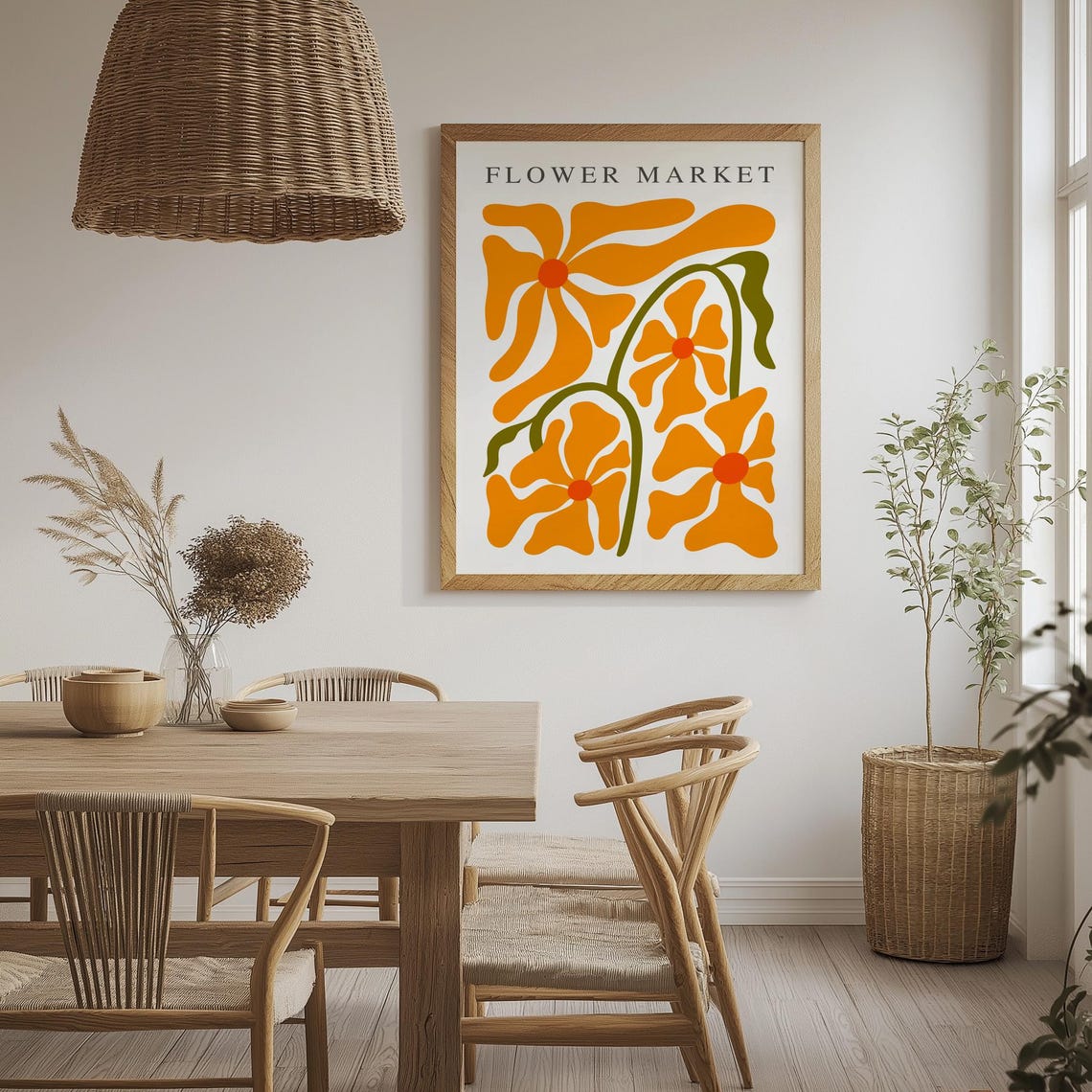Flower Market Retro Orange Bold Floral Botanical Midcentury Poster - Image 2