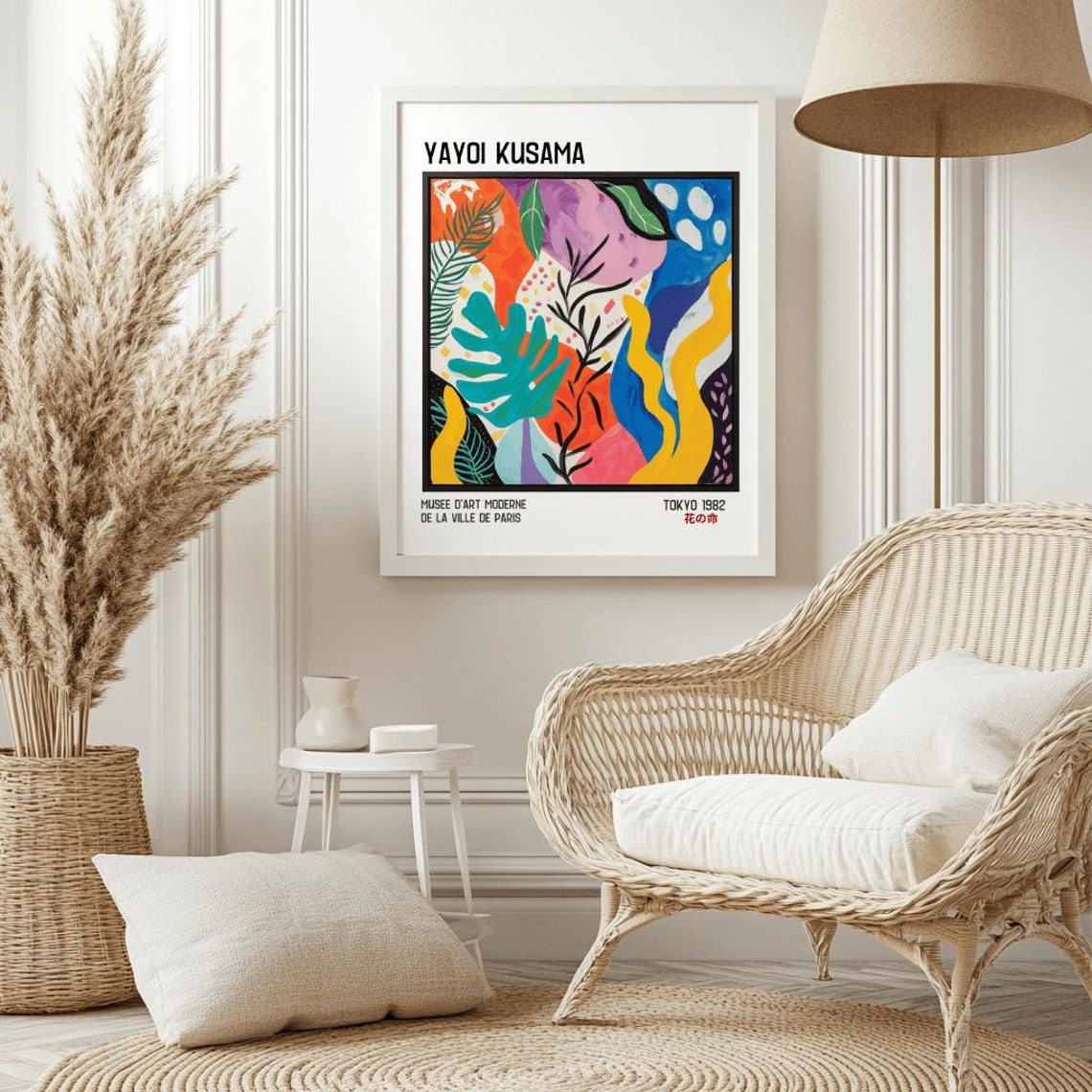 Yayoi Kusama Tokyo 1982 Colorful Abstract Floral Collage Poster