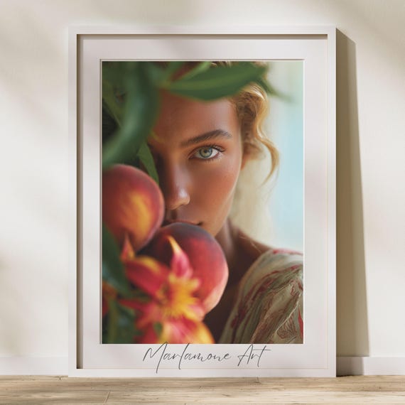 Woman With Peaches Portrait Dreamy Art Print