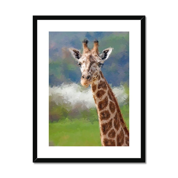 Painted Giraffe Head Watercolor Safari Animal Portrait Poster