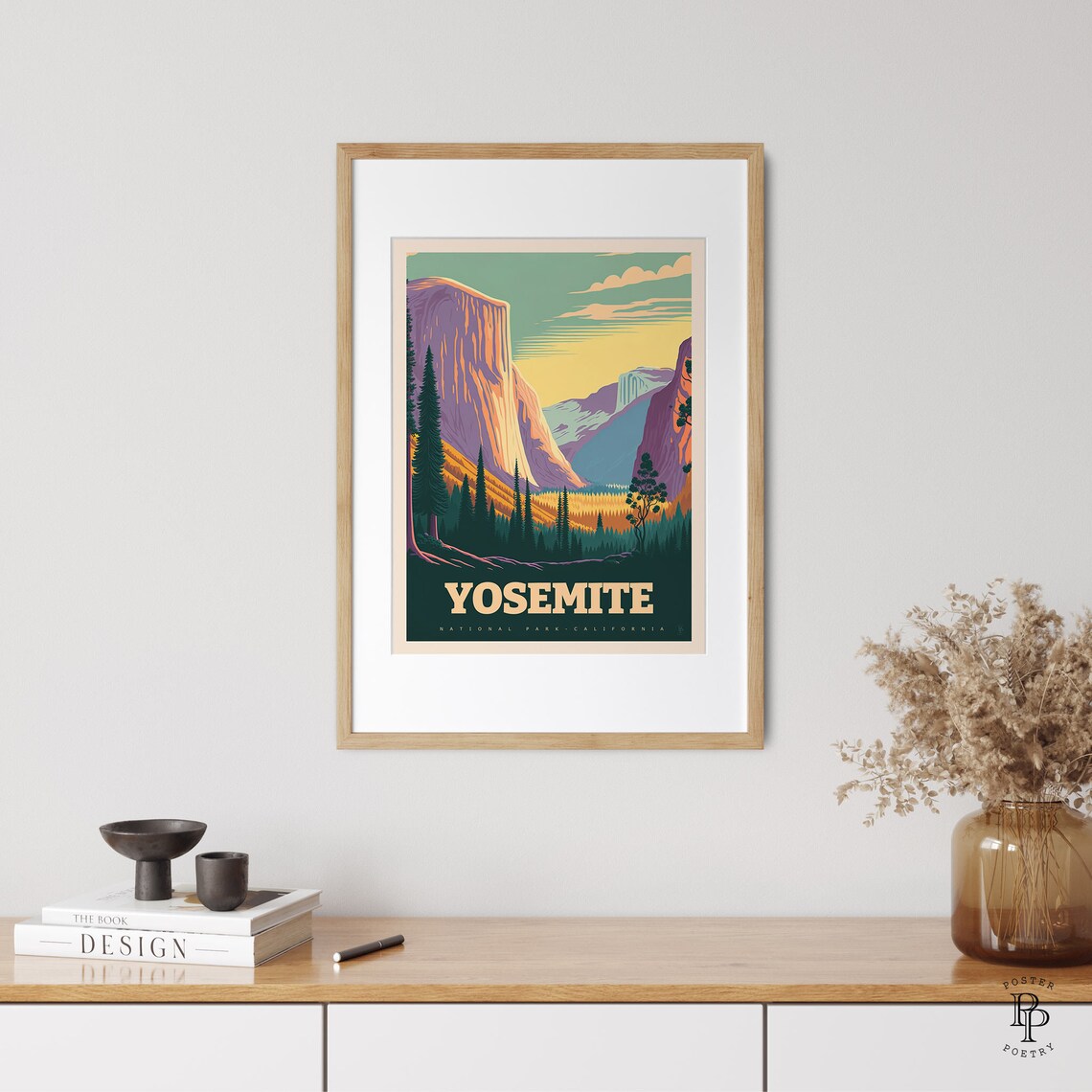 Yosemite National Park California El Capitan Valley Watercolor Poster - Image 2