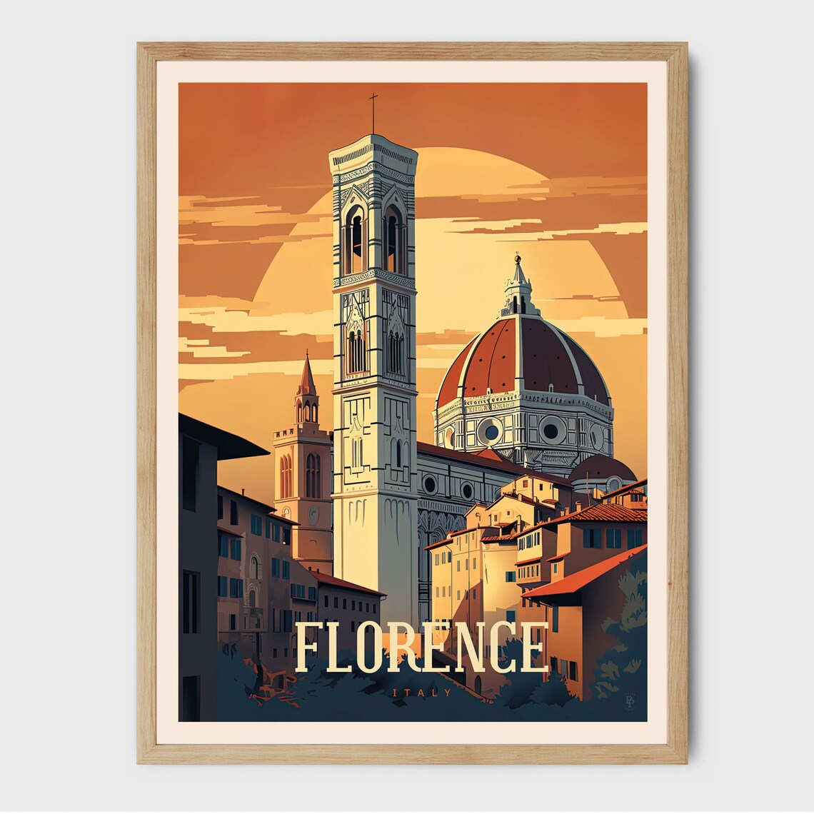 Florence Italy Travel Poster, Europe City Print