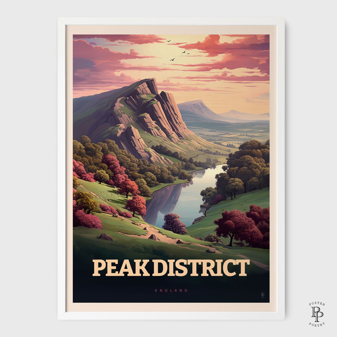 Peak District Vintage Travel Poster, Lake House Decor - Image 2
