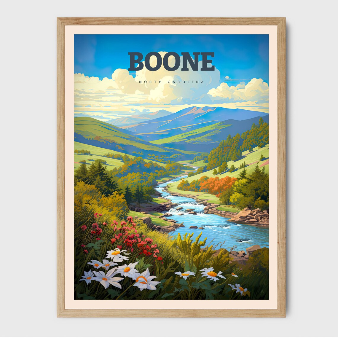 Boone Appalachian Mountains Travel Poster, North Carolina