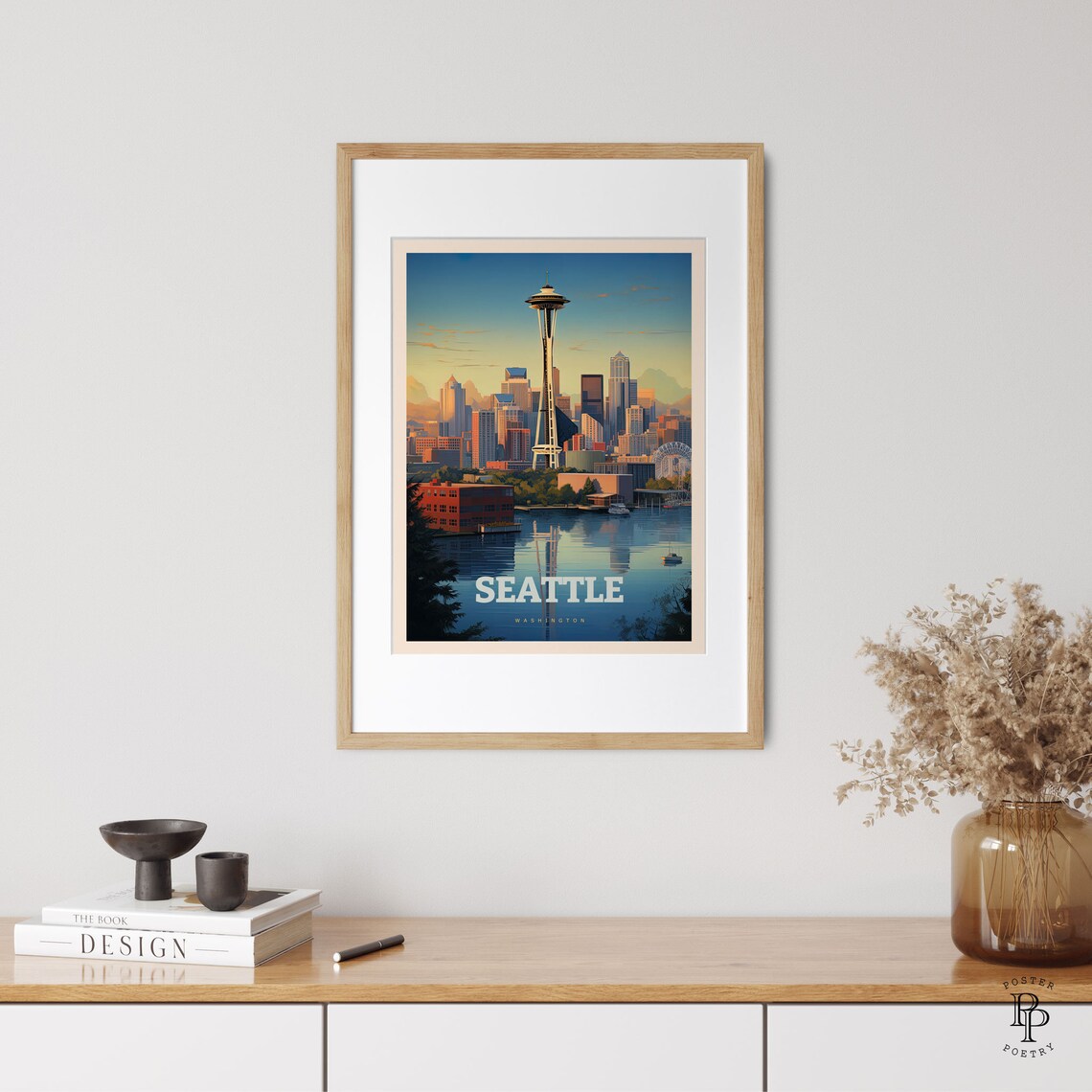 Seattle Lighthouse Vintage Retro Travel Poster - Image 2