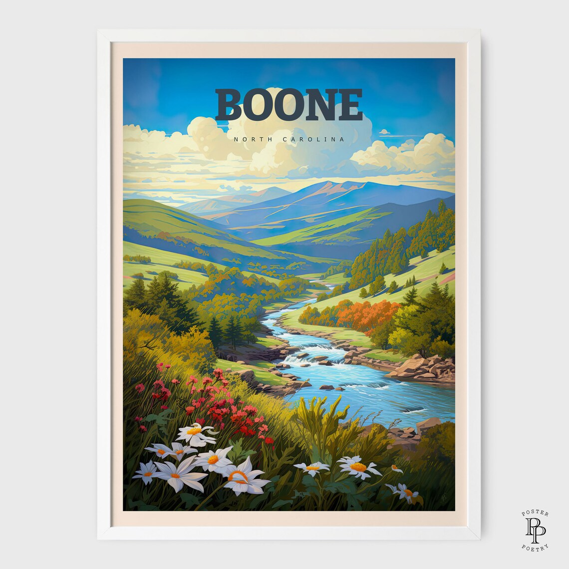 Boone Appalachian Mountains Travel Poster, North Carolina - Image 2