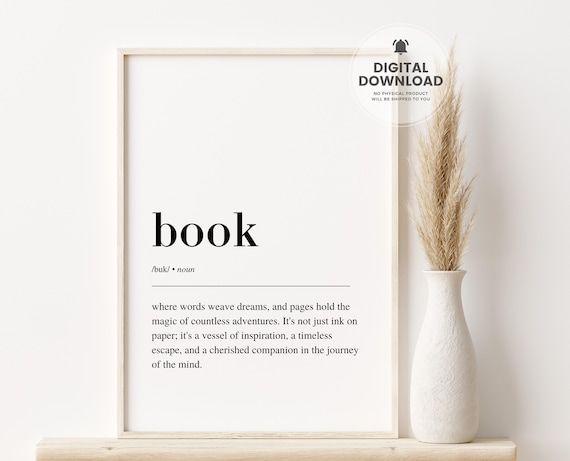 Book Dictionary Definition Literary Gift Reading Room Poster
