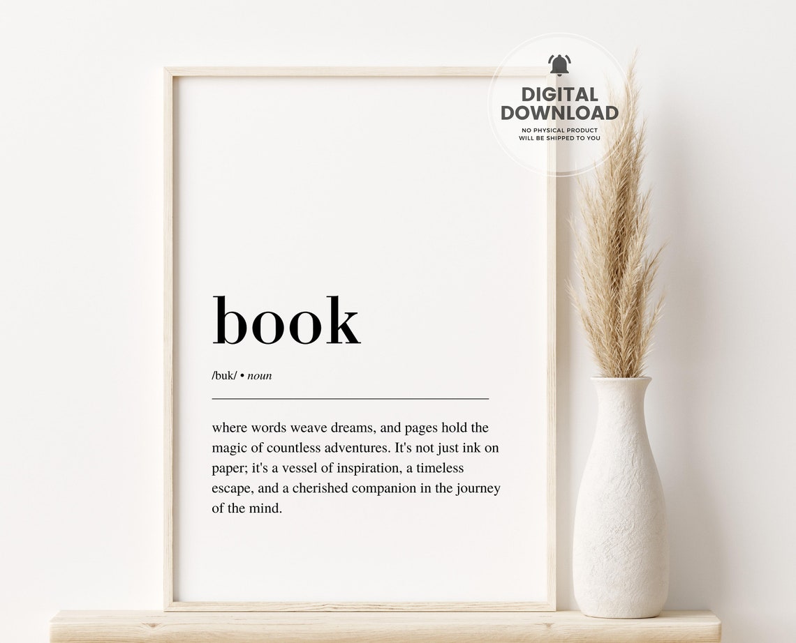 Book Dictionary Definition Literary Gift Reading Room Poster