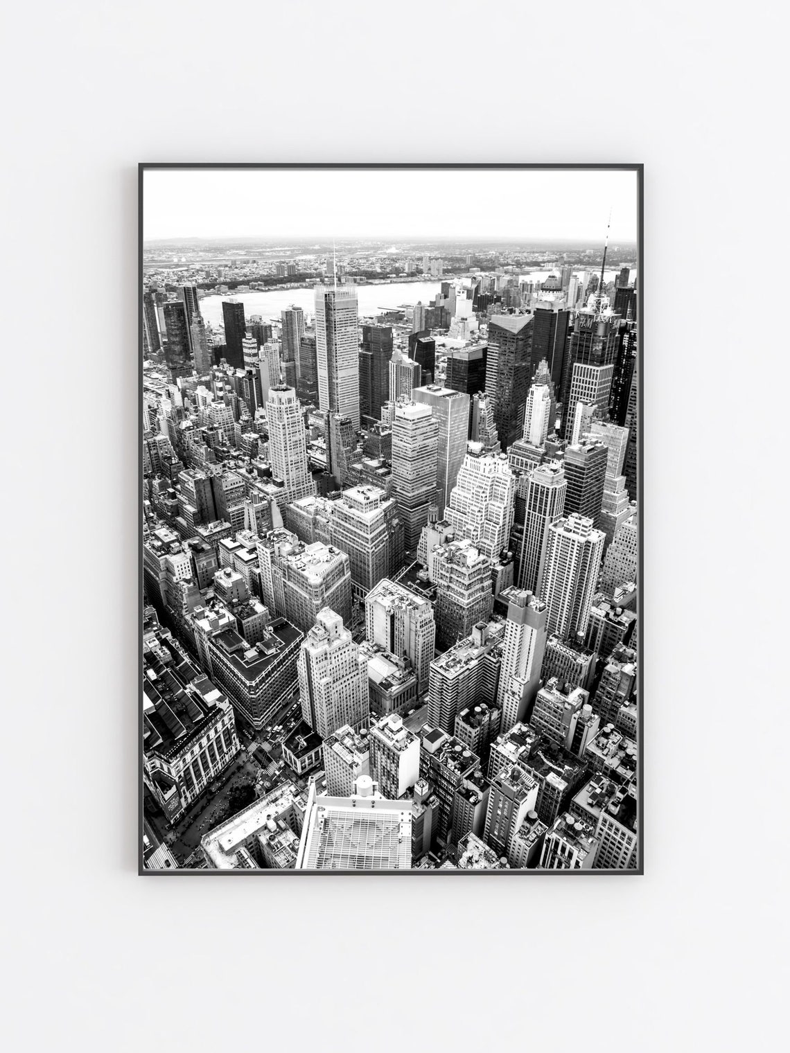 Manhattan Aerial Skyline Black And White New York City Poster - Image 3