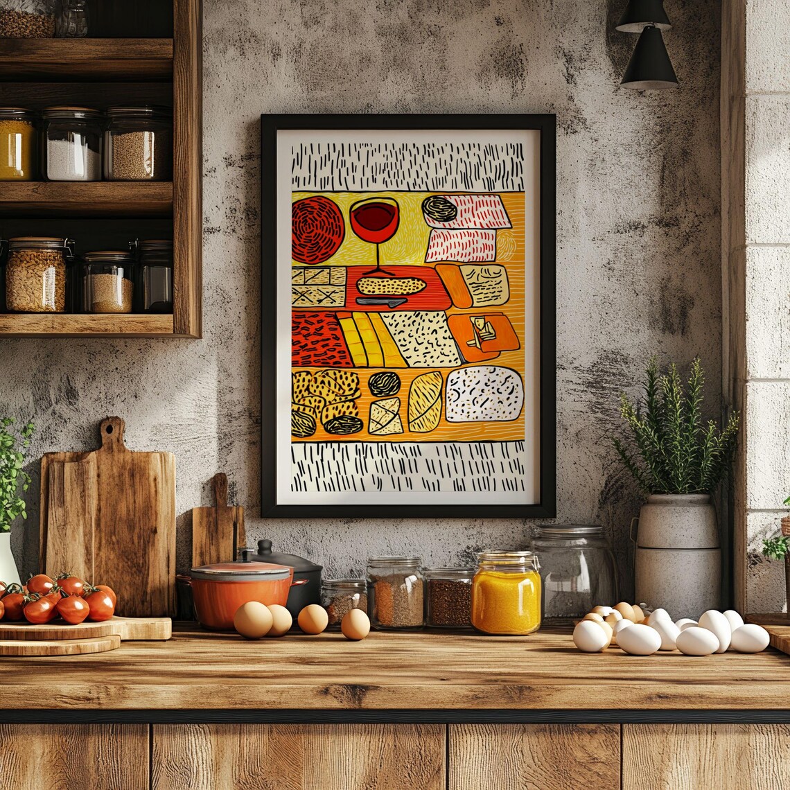 Contemporary Kitchen Wall Art, Retro Diner Bistro Pasta - Image 2