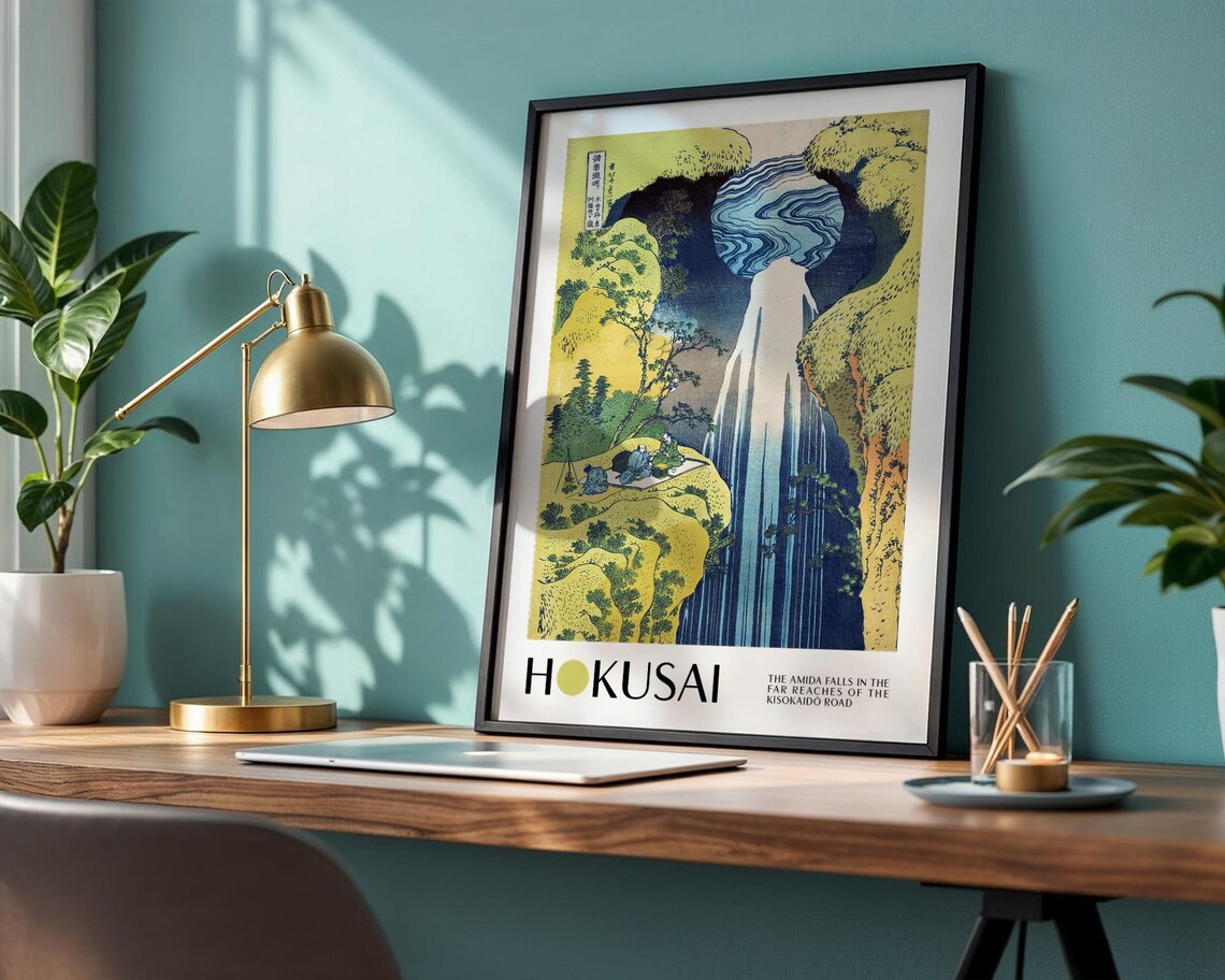 Amida Falls, Hokusai Japanese Ukiyo-E Poster - Image 2