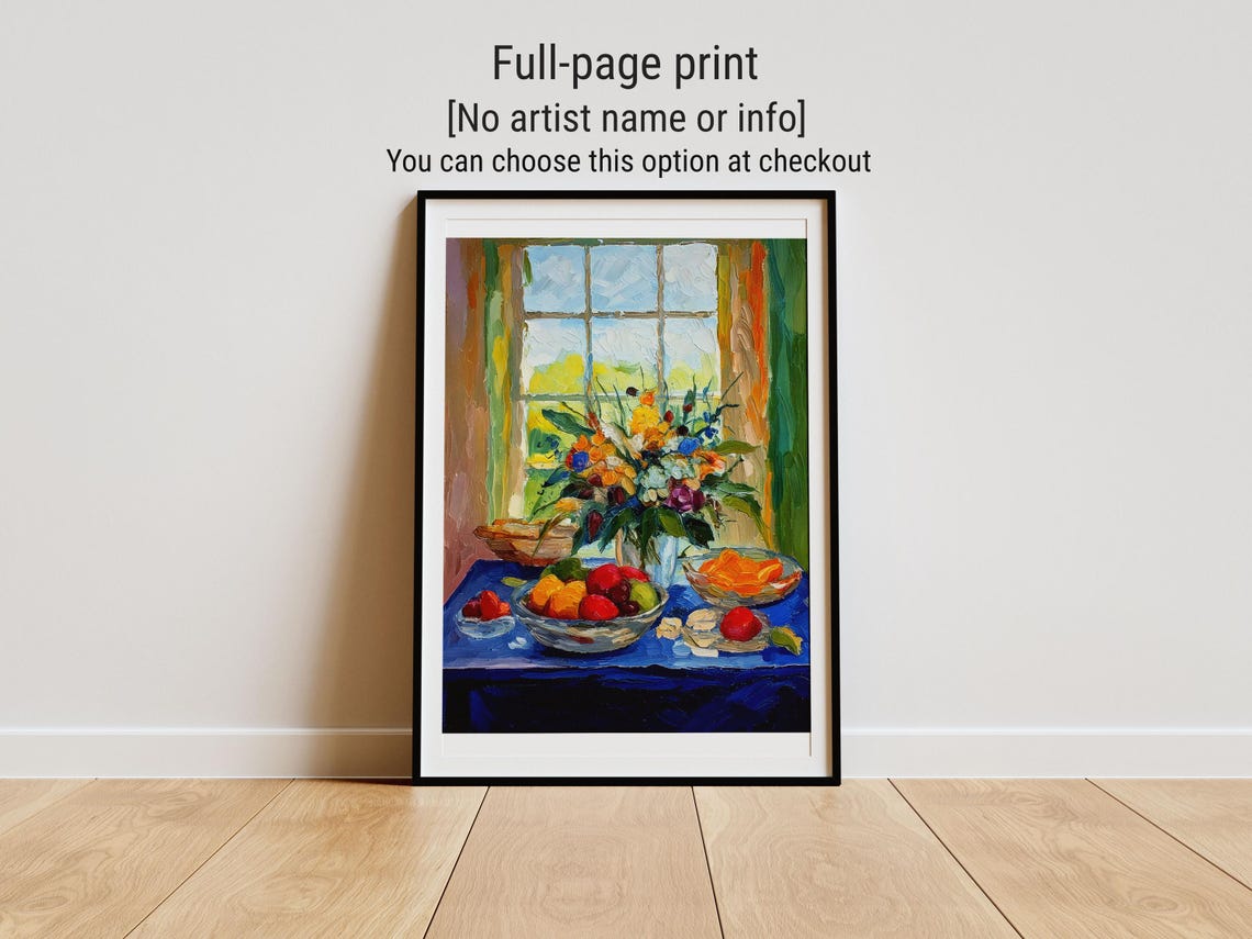 Matisse Style Fruit and Flower Still Life by Sunny Window Poster - Image 3