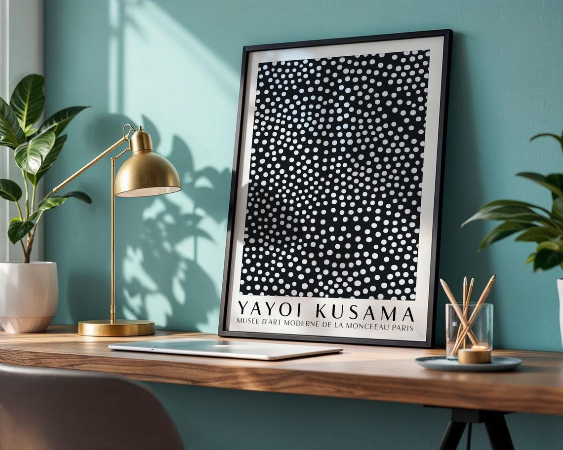 Yayoi Kusama Dense Black and White Dotted Pattern Museum Art Poster - Image 4