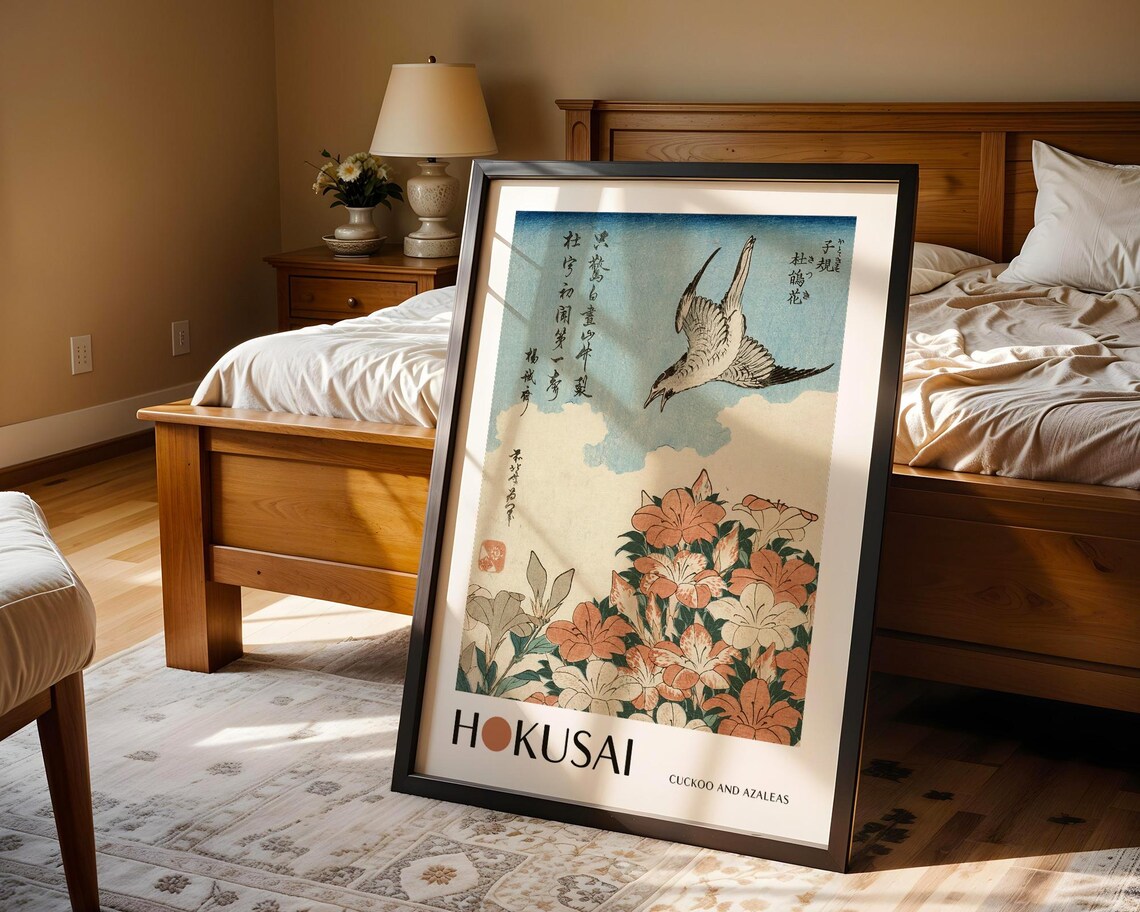 Katsushika Hokusai, Cuckoo And Azaleas Art Print - Image 4