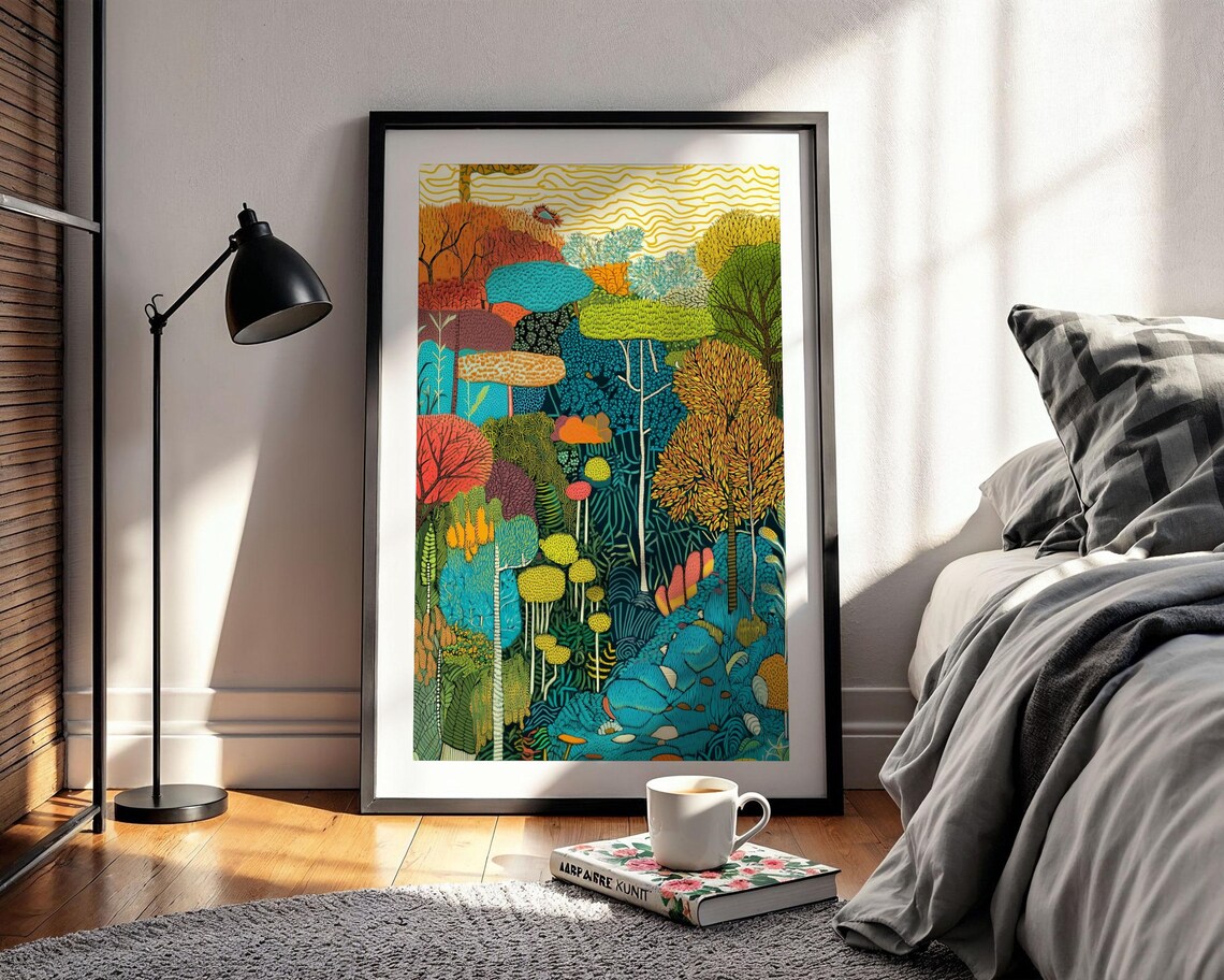 Colorful Abstract Forest Canopy Textured Modern Nature Poster - Image 2