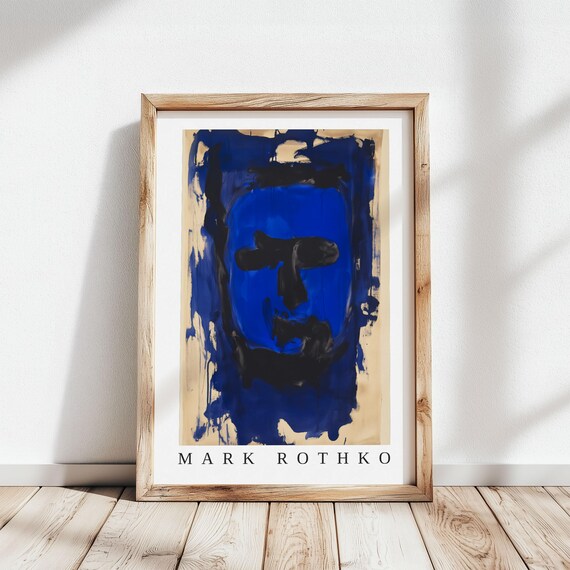 Mark Rothko Expressive Blue Abstract Face Portrait Expressionist Poster