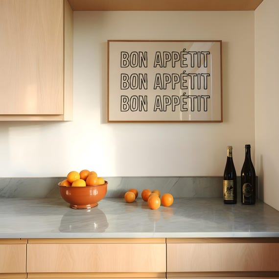 Bon Appetit Print Kitchen Decor Dining Room Wall Art Horizontal Wall Art Pantry Sign Kitchen Wall Art Kikiandnim Print
