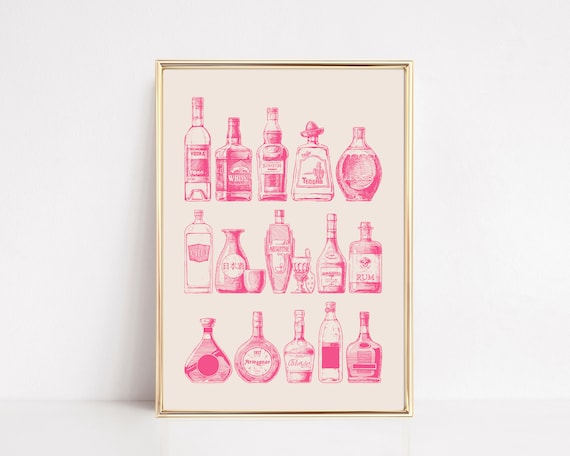 Pink Bar Cart Bar Decor Art Print